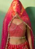 Red Embroidered Georgette Lehenga Choli