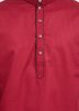 Red Linen Readymade Kurta With Churidar