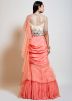 Peach Ruffled Lehenga Style Saree With Heavy Blouse