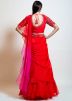 Red Twin Layered Ruffled Lehenga Style Saree
