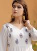 White Block Printed Readymade Anarkali With Dupatta