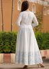 White Block Printed Readymade Anarkali With Dupatta