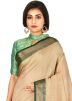 Beige Woven Pure Banarasi Silk Saree With Blouse