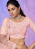 Peach Stone Embellished Net Lehenga Choli 