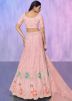 Peach Stone Embellished Net Lehenga Choli 