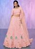 Peach Stone Embellished Net Lehenga Choli 