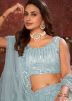 Blue Sequins Embellished Lehenga Choli In Net