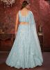 Blue Sequins Embellished Lehenga Choli In Net