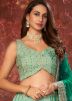 Turquoise Embroidered Crape Lehenga Choli 