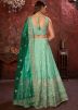 Turquoise Embroidered Crape Lehenga Choli 