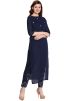 Navy Blue Readymade Cotton Pant Salwar Suit