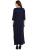 Navy Blue Flared Rayon Readymade Palazzo Suit