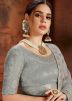 Grey Embroidered Net Lehenga Choli