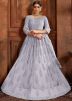Grey Embroidered Net Lehenga Choli