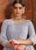 Grey Embroidered Net Lehenga Choli
