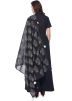 Black Readymade Anarkali Suit With Printed Dupatta