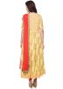 Floral Block Printed Yellow Readymade Anarkali Suit