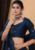 Teal Blue Chanderi Hand Painted Lehenga Choli