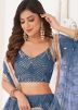 Blue Sequins Embellished Net Lehenga Choli & Dupatta