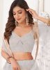 Off White Net Lehenga Choli In  Sequins Work