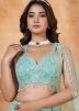 Blue Embroidered Net Lehenga Choli With Dupatta