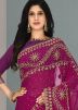 Purple Stone Embroidered Georgette Saree