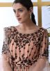 Peach Bell Sleeved Embroidered Anarkali Suit
