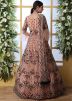 Peach Bell Sleeved Embroidered Anarkali Suit