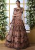 Peach Bell Sleeved Embroidered Anarkali Suit