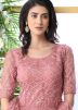 Pink Net Embroidered Anarkali Suit