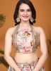 Peach Digital Printed Lehenga Choli In Crape