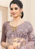 Embroidered Heavy Pallu Purple Saree In Net