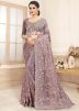 Embroidered Heavy Pallu Purple Saree In Net