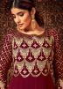 Maroon Embroidered Anarkali Suit With Dupatta