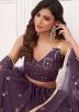 Purple Embroidered Lehenga Choli In Net