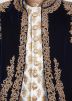 Cream Embroidered Sherwani Set With Black Jacket