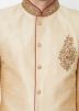 Golden Silk Readymade Sherwani With Dhoti
