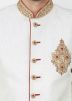 White Silk Readymade Sherwani With Dhoti