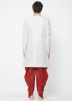 White Silk Readymade Sherwani With Dhoti