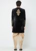 Black Velvet Readymade Sherwani With Dhoti