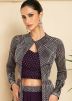Purple Embroidered Jacket Style Lehenga Choli