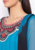 Blue Embroidered Readymade Anarkali Suit