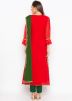Red Readymade Tie-Dye Printed Pant Salwar Suit