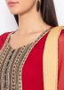 Red Embroidered Straight Cut Readymade Palazzo Suit