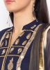Navy Blue Embroidered Readymade Palazzo Suit