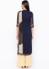 Navy Blue Embroidered Readymade Palazzo Suit
