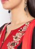 Red Black Embroidered Readymade Pant Salwar Suit