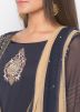 Navy Blue Jacket Style Readymade Palazzo Suit