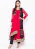 Red Asymmetric Readymade Pant Salwar Suit