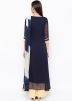 Navy Blue Embroidered Readymade Palazzo Suit